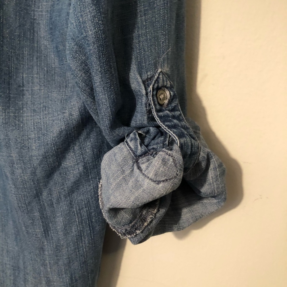Denim split neck top - Picture 3 of 3